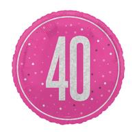 Unique Foil Balloon Pink Glitz Age 40 18"