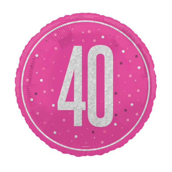 Unique Foil Balloon Pink Glitz Age 40 18"