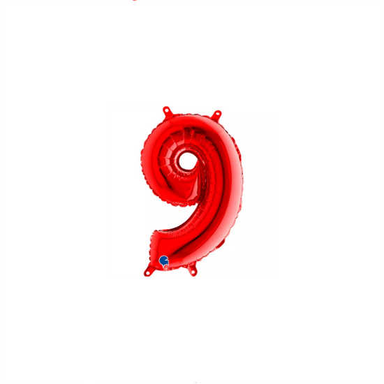 Grabo Foil Balloon Red 14" Number 9