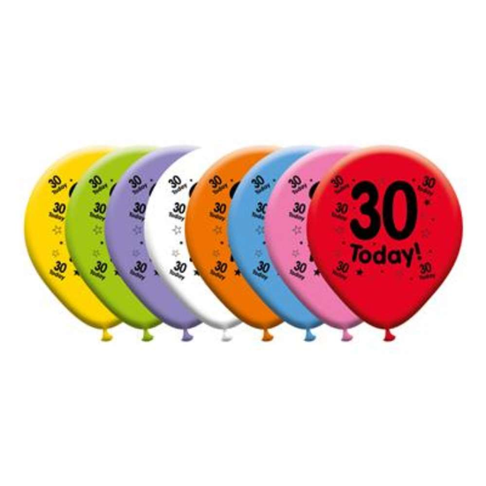8pk Latex Balloons Birthday Age 30