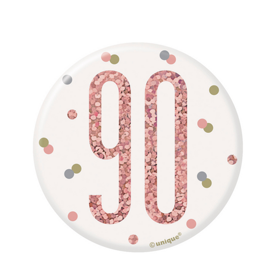 Unique Badge Rose Gold Glitz Party Age 90 3