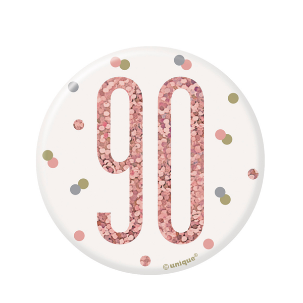Unique Badge Rose Gold Glitz Party Age 90 3