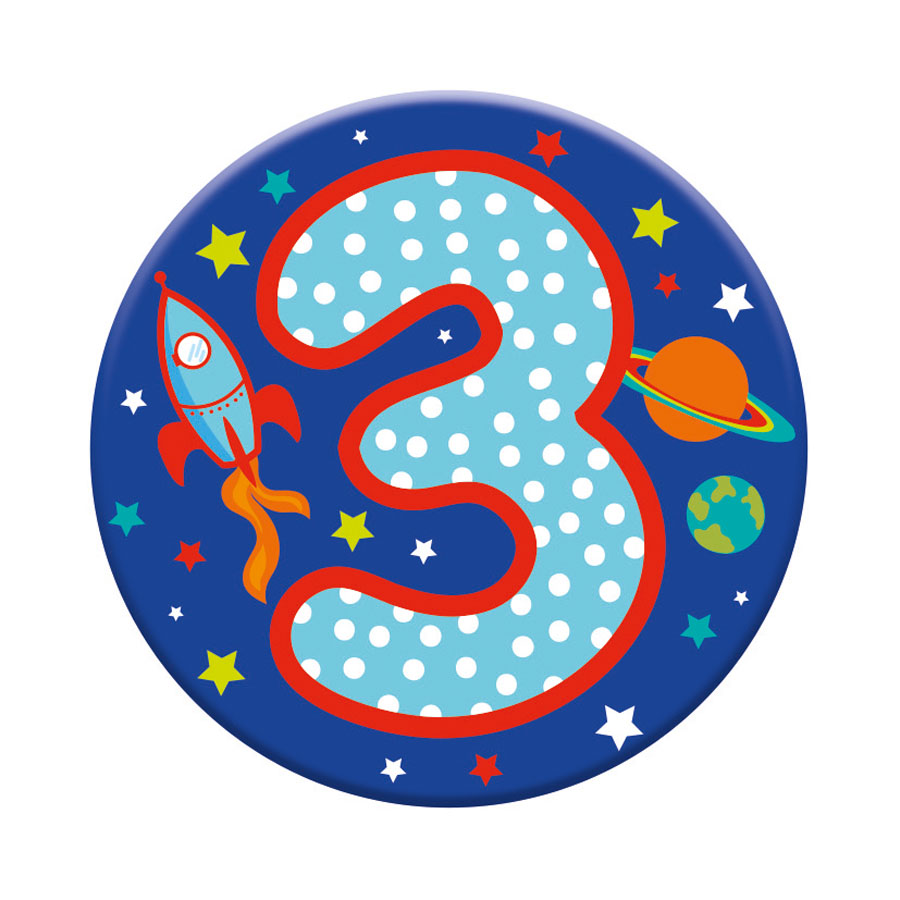 Six small Tiger Feet birthday badges for age 3, featuring colorful designs and fun graphics for celebrations.