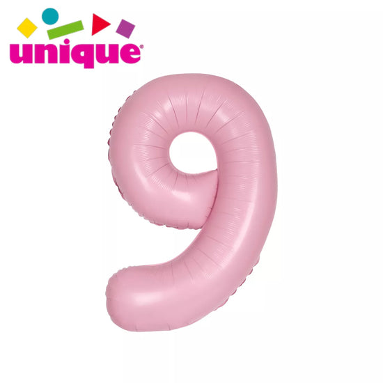 Unique Foil Balloon Matte Pink 34" Number 9