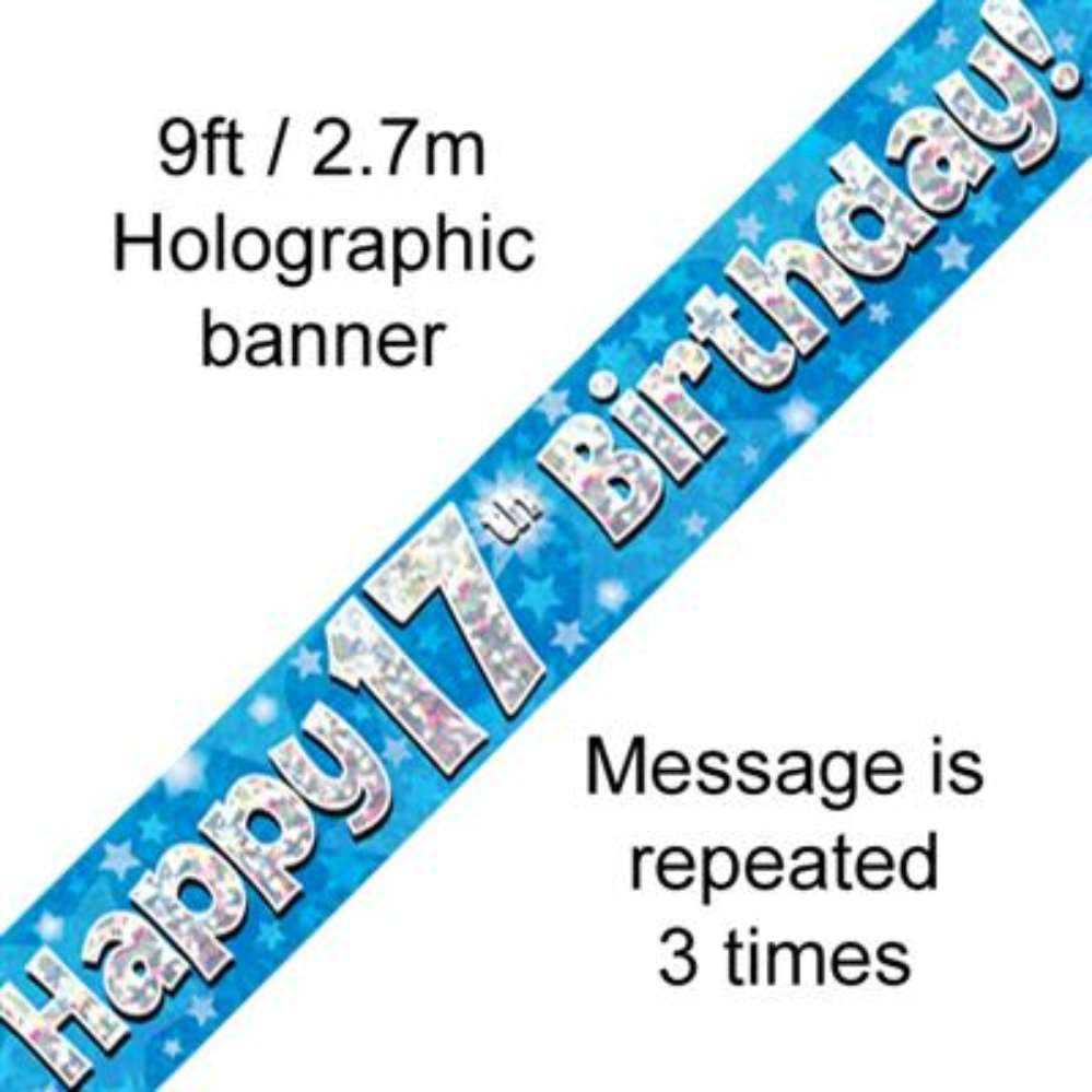 Oaktree Banner Age 17 Blue Holographic 9ft