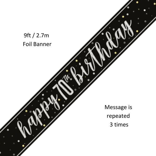 Unique Banner Black Glitz Age 70 9ft