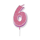 Oaktree Party Candle Number 6 Pink 7.5cm