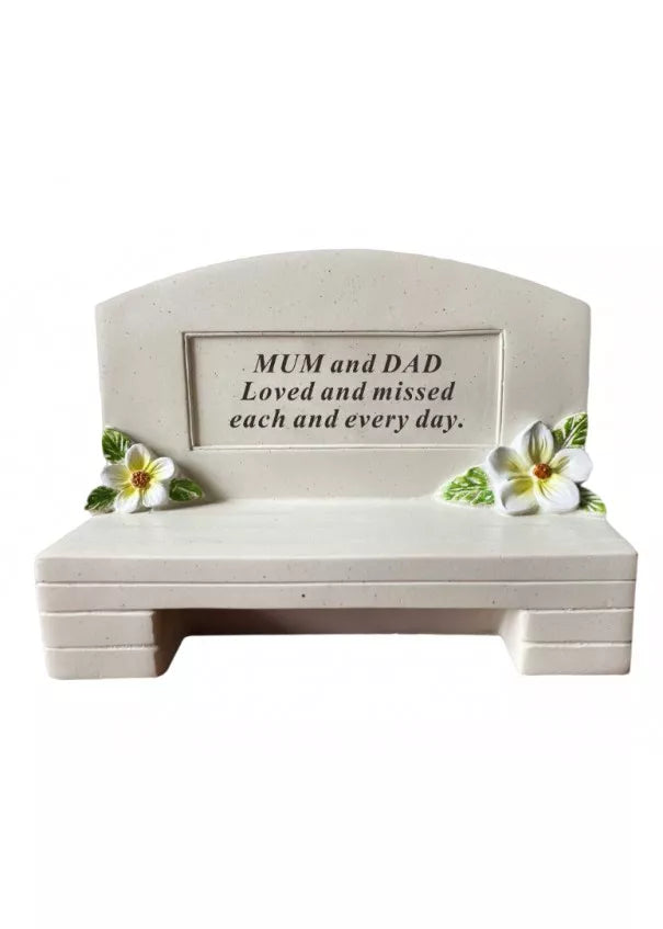 David Fischoff Memorial Bench Mum & Dad keepsake with engraved inscription, designed to honor loved ones.