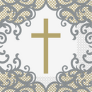 Gold & Silver Cross Luncheon Napkins 16pk
