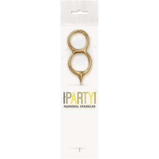 Unique Party Candle Sparkler Number 8 Gold 7