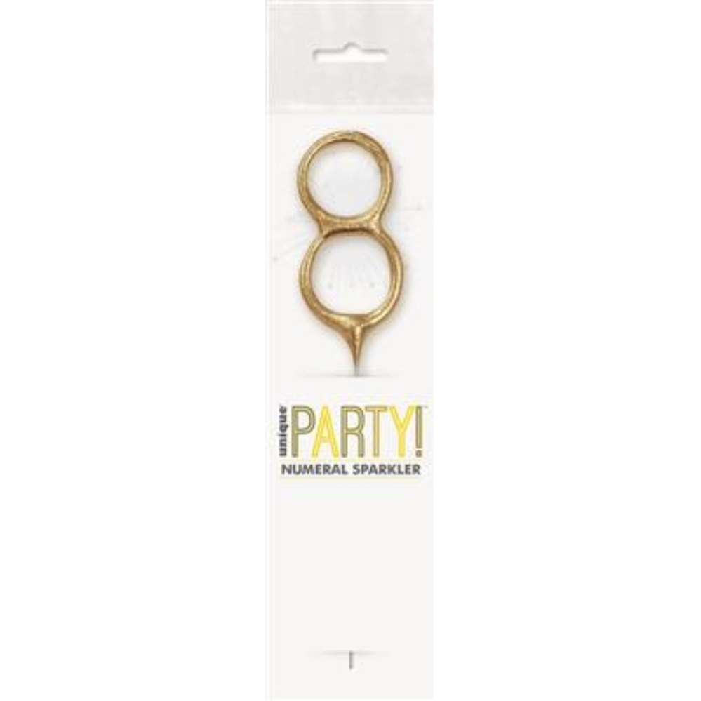 Unique Party Candle Sparkler Number 8 Gold 7
