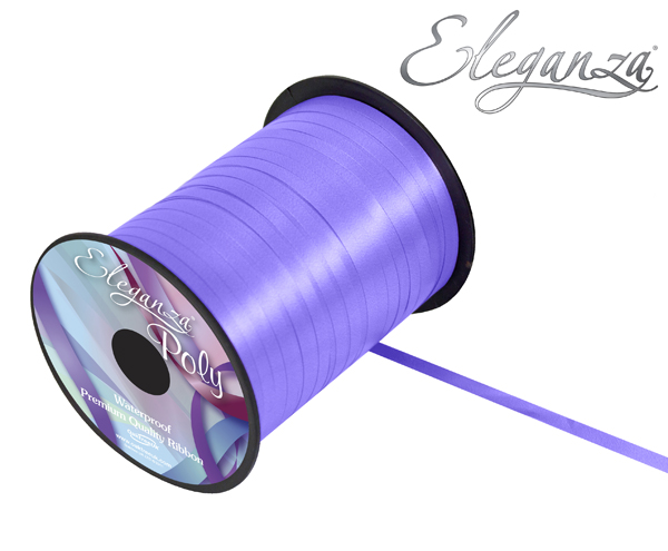 Lavender Eleganza balloon ribbon, 5mm wide, 500 yards, soft satin finish, ideal for decorating and gift wrapping.