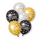 Unique Glitz Birthday Black 12" Latex 6pk