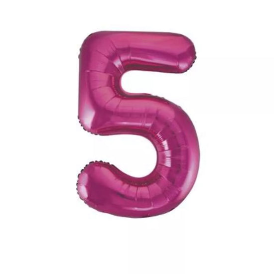 Unique Foil Balloon Pink Glitz 34" Number 5