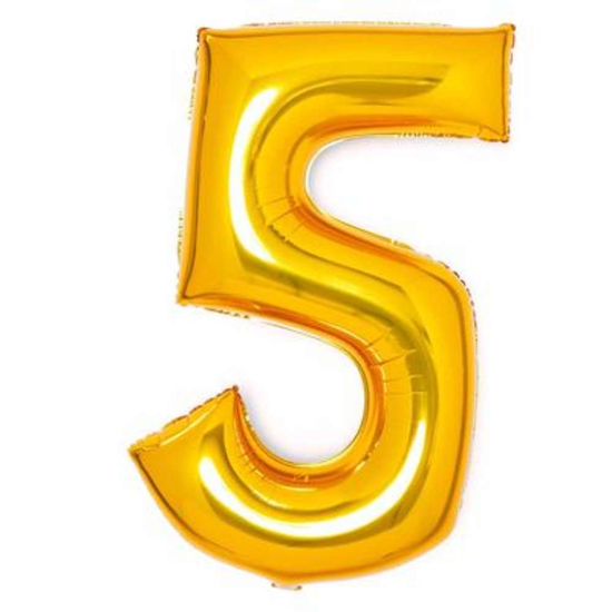 Anagram Foil Balloon Gold 34" Number 5