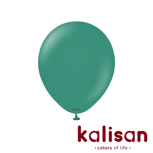 Kalisan Retro Sage Green 12-inch latex balloons for decoration, shown in a 100-pack, perfect for festive events and celebrations.