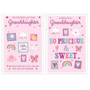Poppyhill C50 newborn to grandparents greeting cards, set of 12, featuring colorful designs and heartfelt messages for new grandparents.