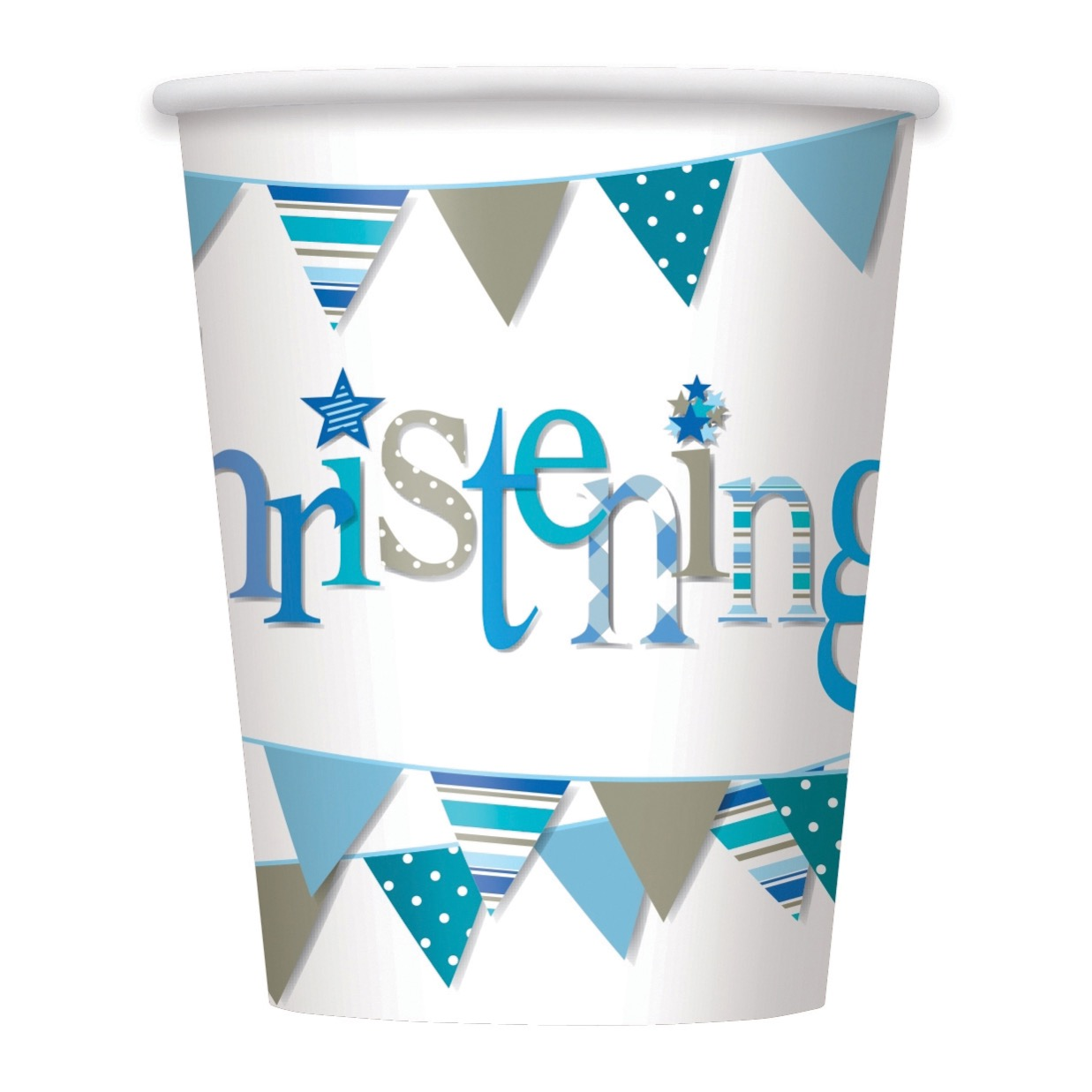 Christening Blue Bunting 9oz Cups 8pk