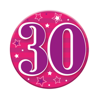 Six small Tiger Feet birthday badges with the number 30, perfect for celebrating a 30th birthday event.