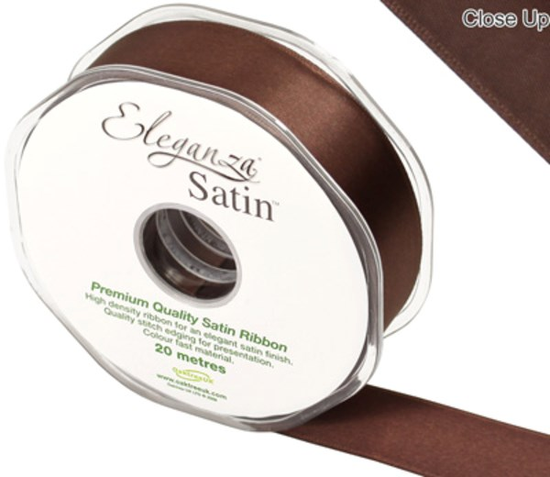 Eleganza Satin Ribbon Chocolate 25mm x 20m