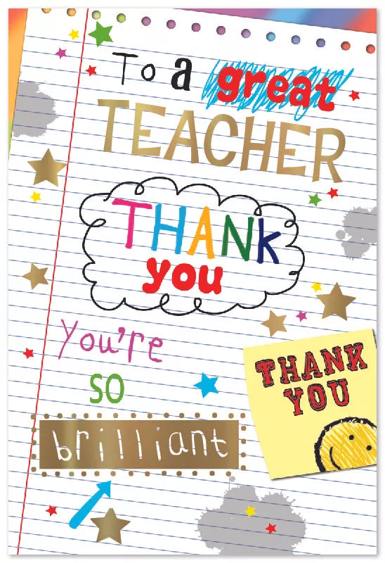 Six Simon Elvin thank you teacher cards featuring colorful designs and message options for expressing gratitude to educators.
