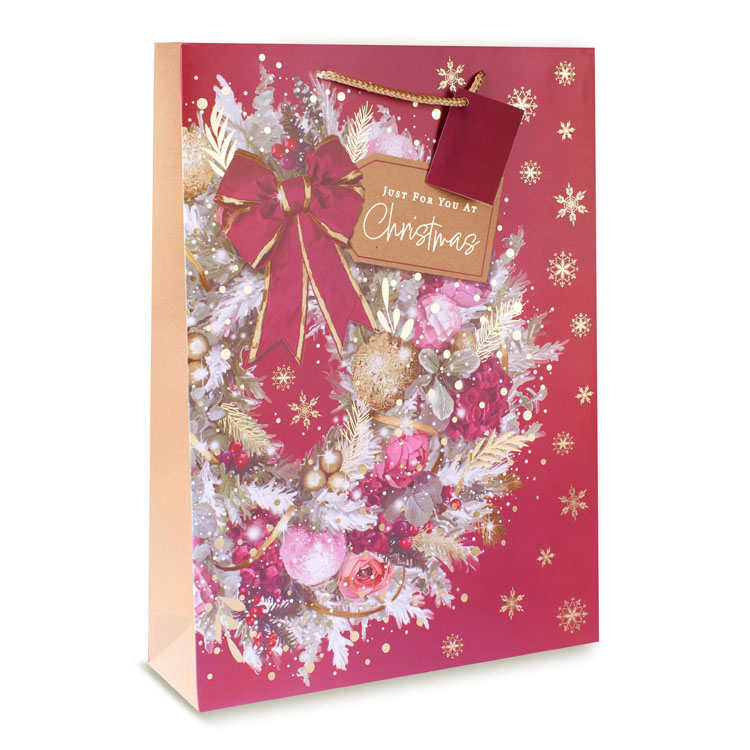12pk Extra Large Portrait Gift Bags Wreath