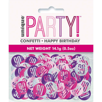 Pink Glitz 90th Birthday Foil Confetti 14g
