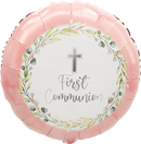 My First Communion Pink 18" Round Foil Balloon