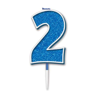 Oaktree Party Candle Number 2 Blue 7.5cm