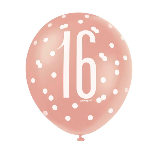 Glitz Age 16 Rose Gold 12" Latex 6pk