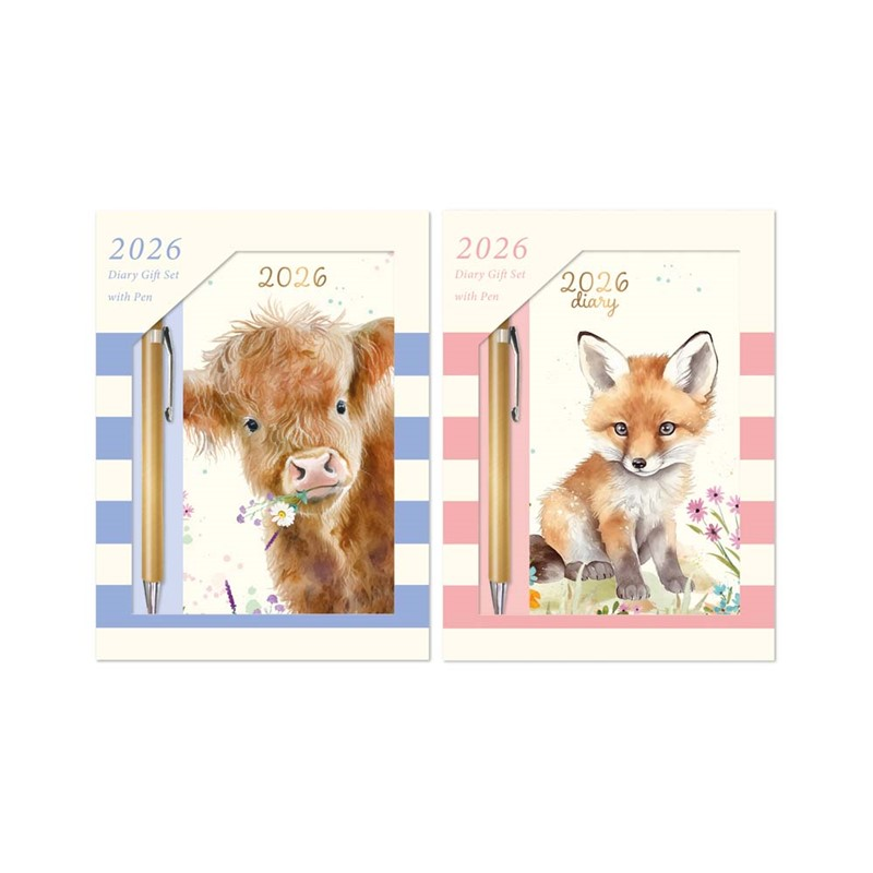Diary Gift Set Slim WTV Animals 2027 12pk