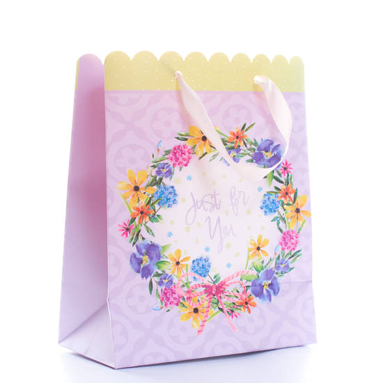 Gift Bag Just For You Floral Large 6pk