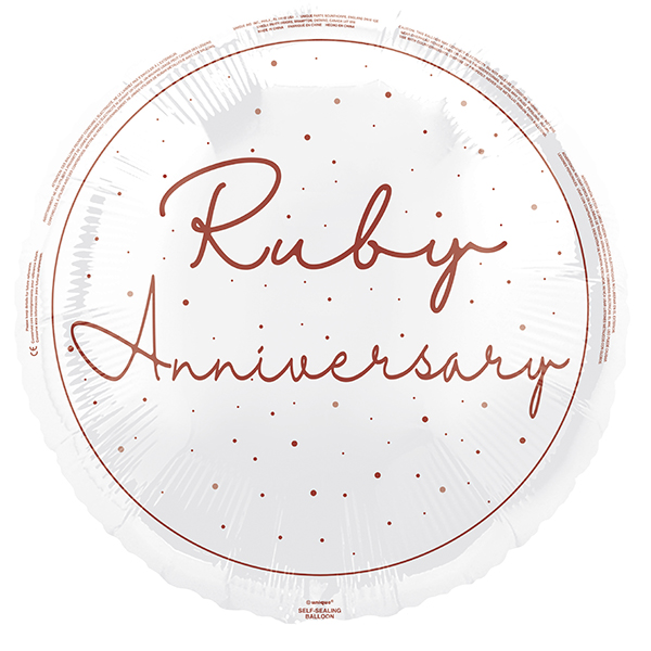 Unique Foil Balloon Ruby Anniversary 18"