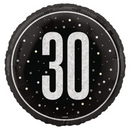 Unique Foil Balloon Black Glitz Age 30 18"