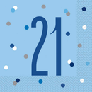Blue Glitz 21st Birthday Lunch Napkins 16pk