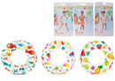 Colorful Intex 20-inch printed swim rings by Kandy Toys, featuring vibrant aquatic designs, perfect for pool fun and swimming.