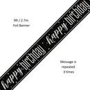 Unique Banner Black Glitz Birthday 9ft