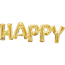 Gold Happy 30" Air Fill Shape Foil Balloon