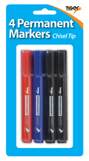 Permanent Markers Chisel Tip 4pk