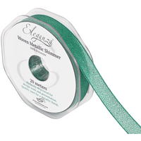Eleganza Metallic Ribbon Green 15mm x 20m