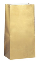 Unique 10 Pack Sweet Bags Paper Metallic Gold