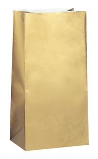 Unique 10 Pack Sweet Bags Paper Metallic Gold