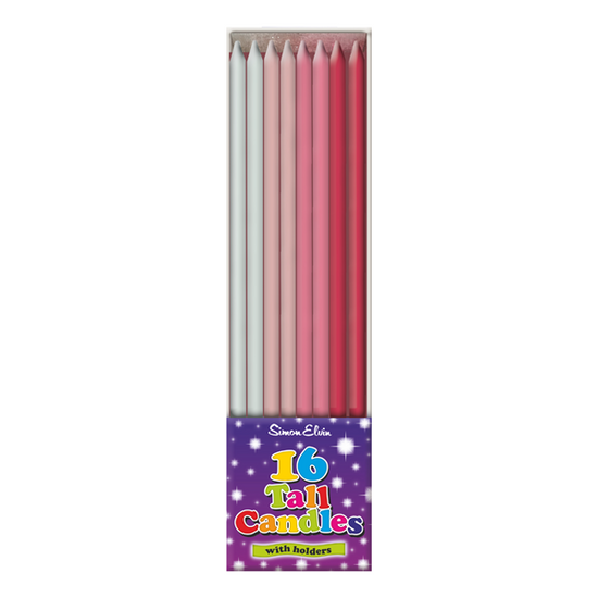 Simon Elvin 16 Pack Party Candle Tall Thin Pink