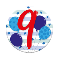 Six small Tiger Feet birthday badges featuring the age 9, perfect for celebrating with fun, colorful accessories.