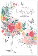 Set of six Simon Elvin C50 Anniversary Wife greeting cards featuring elegant designs for special celebrations.