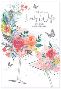 Set of six Simon Elvin C50 Anniversary Wife greeting cards featuring elegant designs for special celebrations.