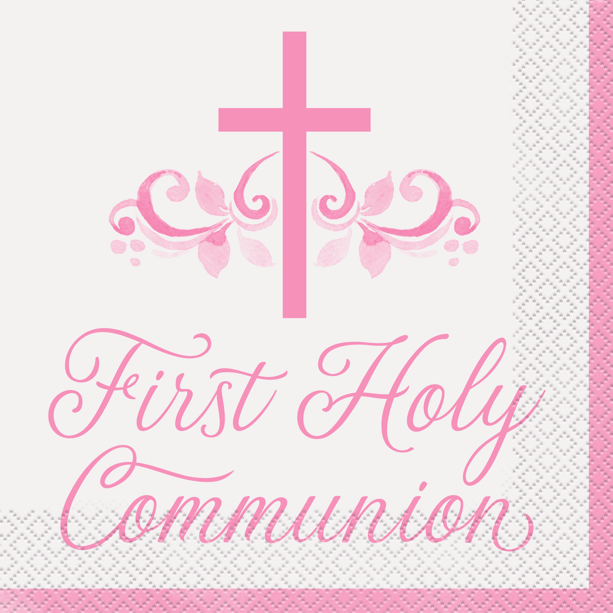 Unique 16 Pack Napkins Pink Communion Holy Cross