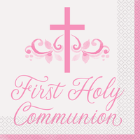 Unique 16 Pack Napkins Pink Communion Holy Cross