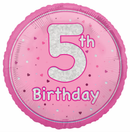 Unique Foil Balloon Pink Glitz Age 5 18"