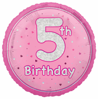 Unique Foil Balloon Pink Glitz Age 5 18"